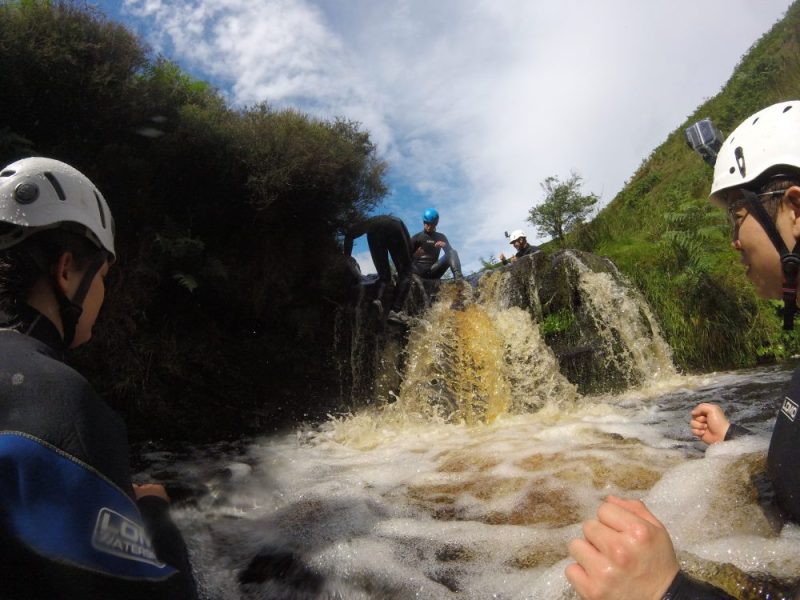 Ghyll scrambling in Peak District,&nbsp;England