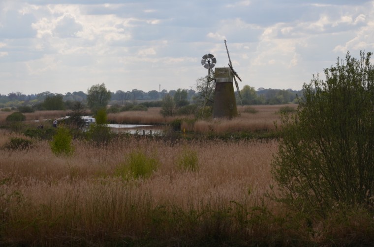 Windmill along the Ludham bridge canal, Norfolk, England
