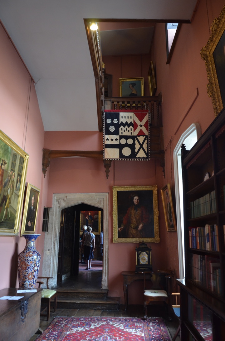 Pink corridor inside Sizergh Castle