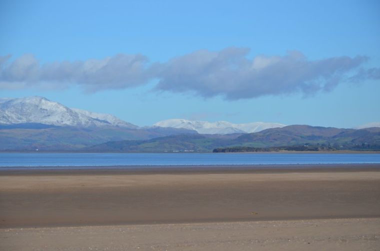View of the Lake district summit from sandscale haws beach