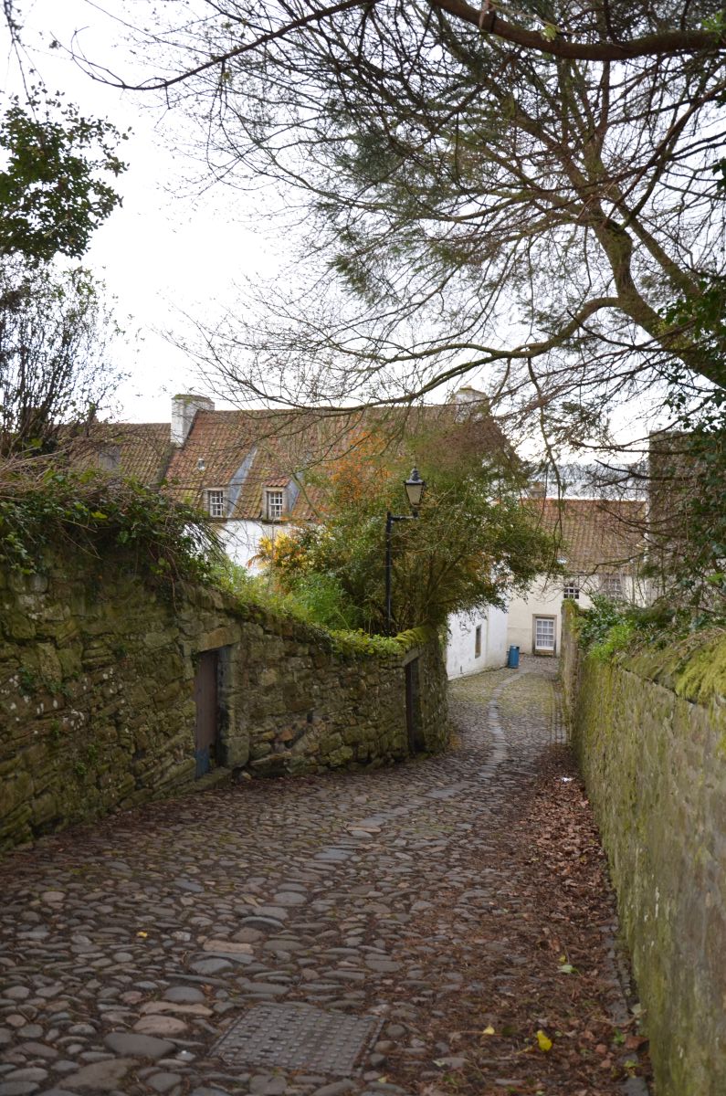 Narrow street going down in Culross village