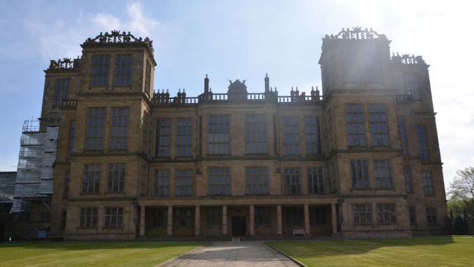 View of the facade of Hardwick Hall