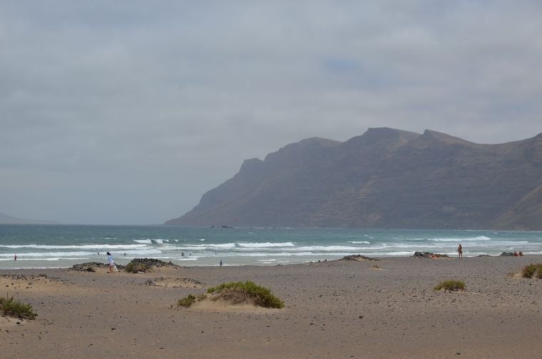 Beach with mountain in background